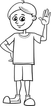 cartoon elementary age or teen boy character coloring page