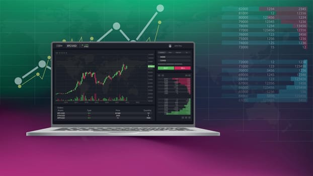 professional stock trading ui on modern laptop