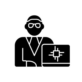 Chief technology officer black glyph icon