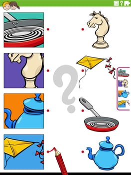 match cartoon objects and clippings educational activity