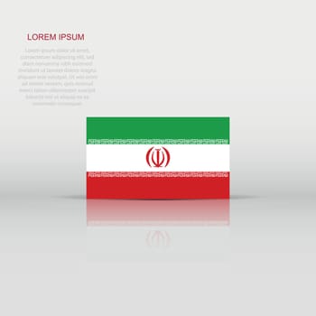 Iran flag icon in flat style. National sign vector illustration. Politic business concept.