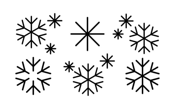 Snowflake doodle winter set vector illustration.