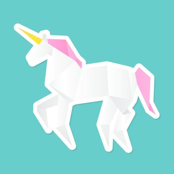 Unicorn paper craft polygon vector