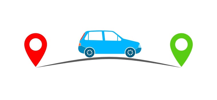 Concept of traveling by car. Vector illustration
