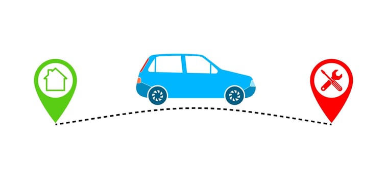 Concept of traveling by car. Vector illustration