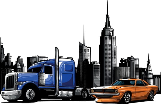 draw semi truck vehicle vector illustration design