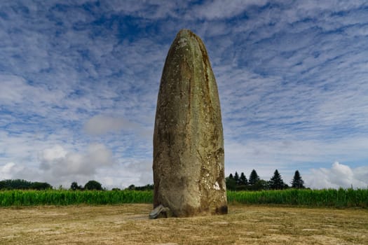 Prehistoric menhir of Champ-Dolent in the French town of Dol-de-Bretagne.