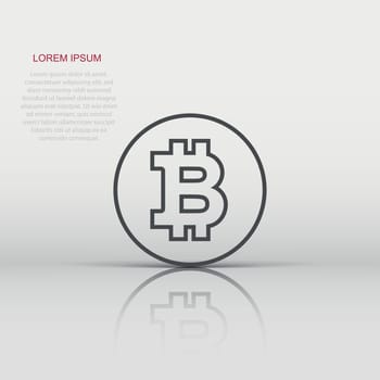 Bitcoin icon in flat style. Blockchain vector illustration on white isolated background. Cryptocurrency business concept.