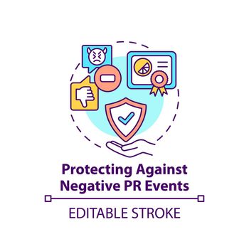 Protecting against negative PR events concept icon