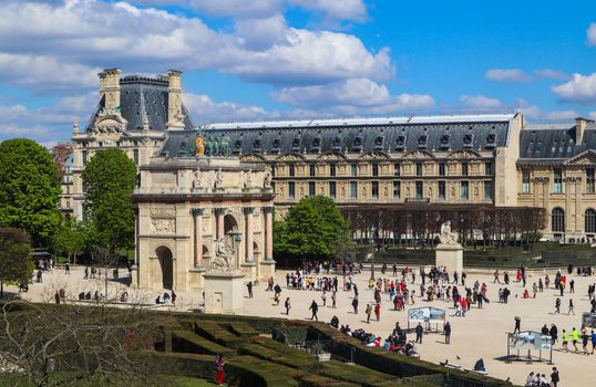 Paris / France - April 03 2019. Square in front of Louvre museum in Paris