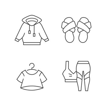 Pajamas for home linear icons set