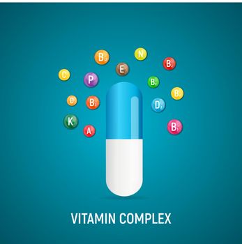 Vitamin and Antioxidant Complex. Vector Illustration