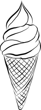 Sketch of ice cream waffle cup on white background