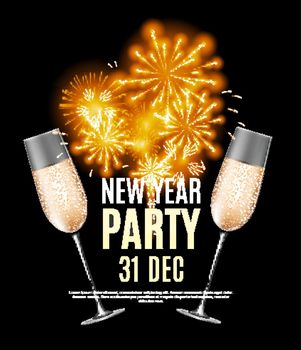 Happy New Year Party 31 December Poster Vector Illustration
