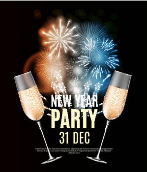 Happy New Year Party 31 December Poster Vector Illustration