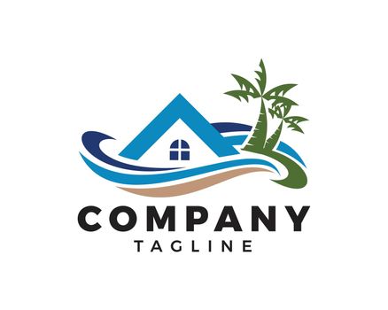 Beach House Logo Design Template