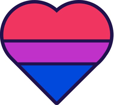 Outline Flag Heart Bisexual Pride Icon