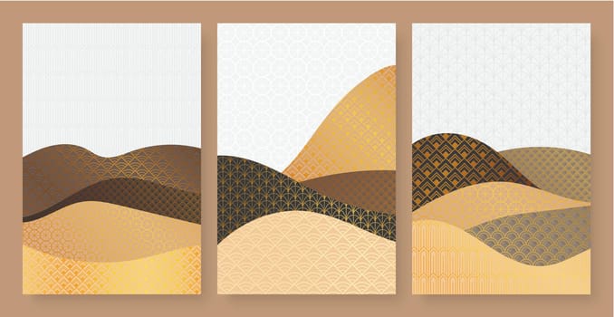 Abstract contemporary aesthetic desert fields nature landscape with geometric patterns wall decoration