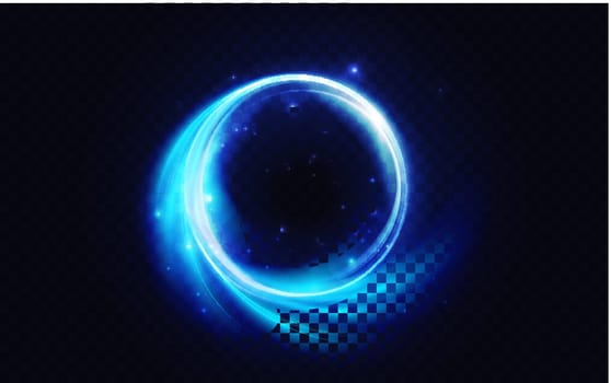 Blue flare circle, glowing light effect, neon glow energy shape, abstract luminous swirls