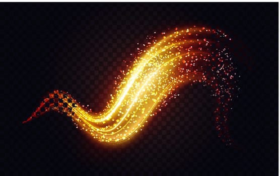 Golden wave with sparkle bokeh, abstract light effect particles