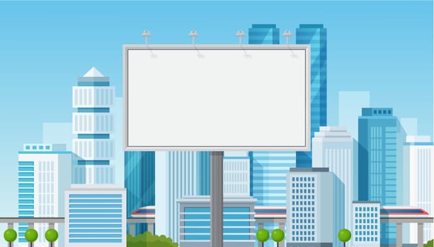 Advertisement billboard for placing your advertising on cityscape background