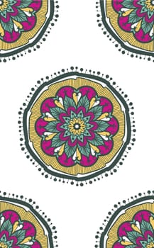 Hand drawn Ethnic Mandala Seamless Pattern. Arabic, indian, turkish and ottoman culture decoration style. Ethnic ornamental background. Magic vintage template of greeting, print, cloth, tattoo. Vector