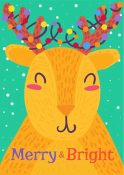 Cartoon Christmas Greeting Card With Animal Character