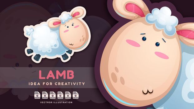Cartoon character adorable animal lamb - cute sticker