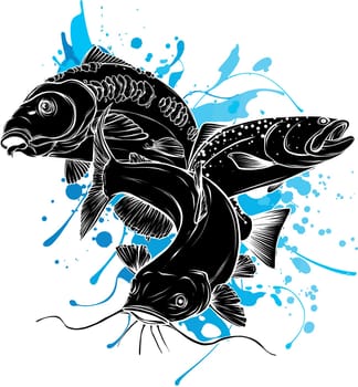Cartoon of colored catfish vector illustration design