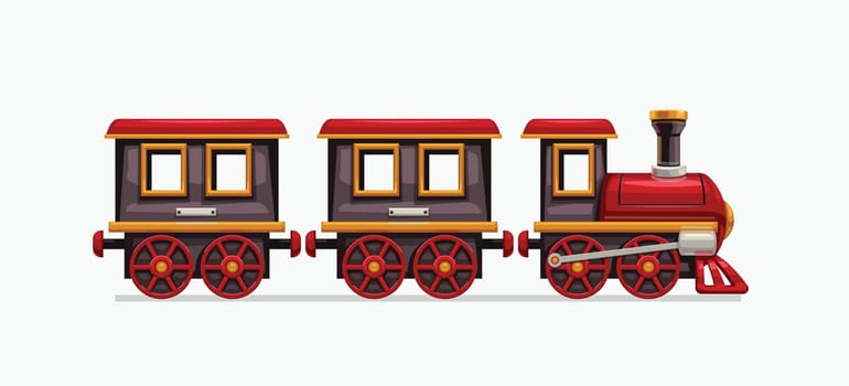 illustration of cartoon funny colorful train with carriages isolated on white background