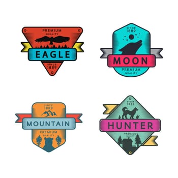 Eagle and Mountain, Moon and Hunter Badges Set