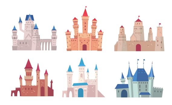 Castles cartoon illustration set