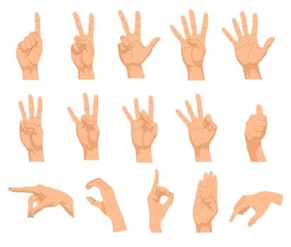 Set of different hand gestures