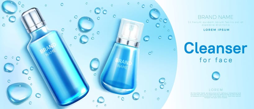 Skin care face cosmetics bottle mockup banner