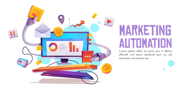 Marketing automation banner. Technology for SEO