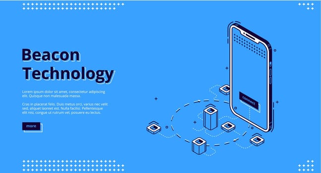 Landing page of beacon technology with smartphone