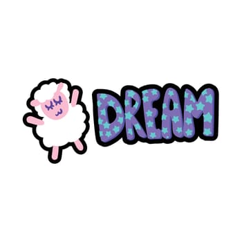 Sheep with dream lettering stitched frame patch
