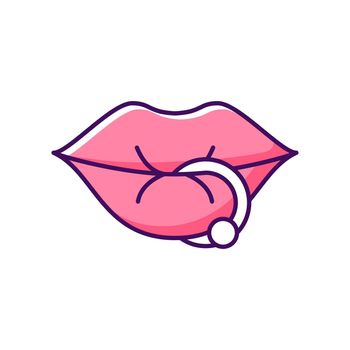 Lip piercing RGB color icon