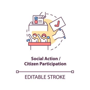 Social action and citizen participation concept icon