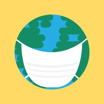 Earth planet in face mask vector metaphor