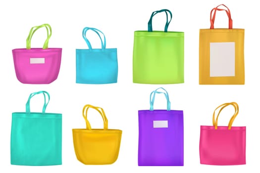 Colored cotton eco bags, fabric tote ecobags