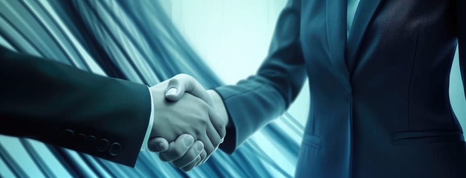 Handshake of two businessmen. Close-up. The concept of trust in business
