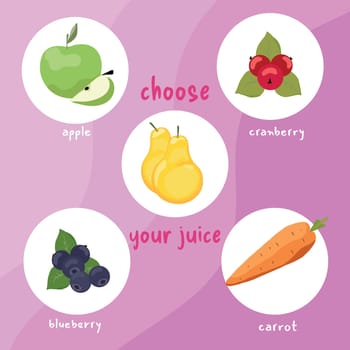 Choose your juice poster with various juice flavors