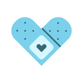 Flat cute illustration of band aid with a heart in doodle style.
