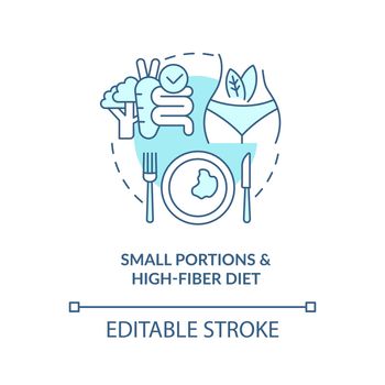 Small portions and high fiber diet concept icon
