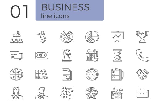 Business Related Vector Line Icons Set