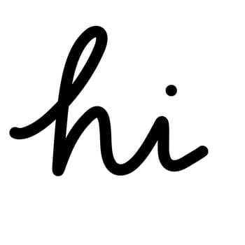 Hi word, an English friendly greeting by calligraphy handwriting