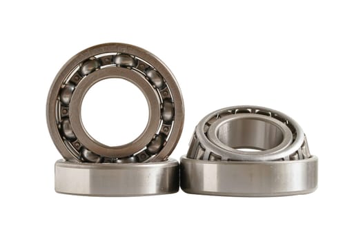 Bearing isolated on white background with clipping path, mechanical engine component.
