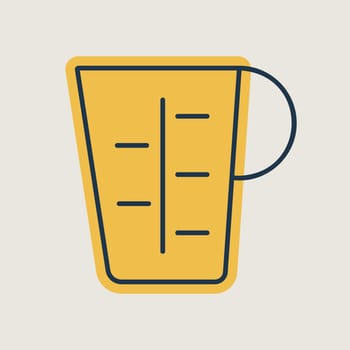 Measuring cup, beaker icon. Kitchen appliance