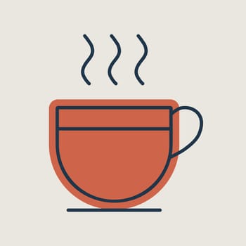 Cup of coffee tea with steam vector icon. Kitchen appliance. Graph symbol for cooking web site design, logo, app, UI